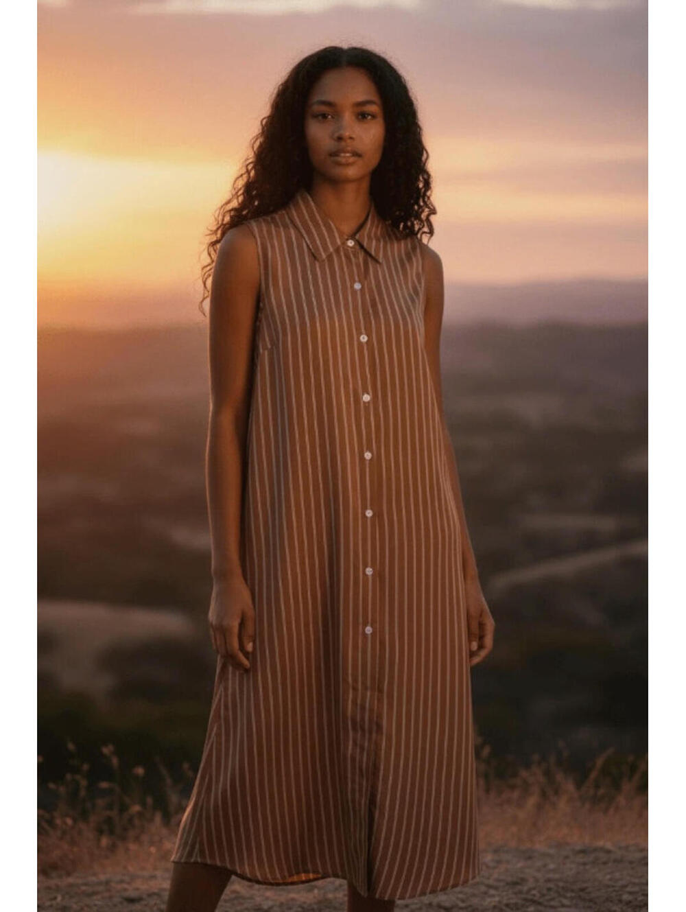 WYETH Sleeveless Striped Shirtdress, $295, NWT, Size M, #2576